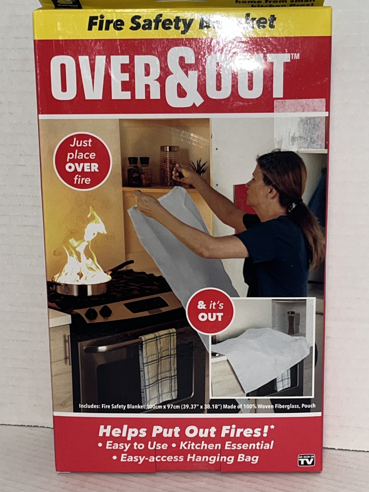 Over & Out Fire Safety Blanket 39.37 x 38.18 Kitchen Home Protection