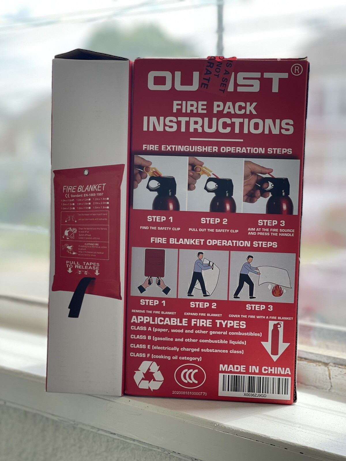 Ougist Fire Extinguisher and Fire Blanket Set 40 “X40 Fiberglass Suppression …