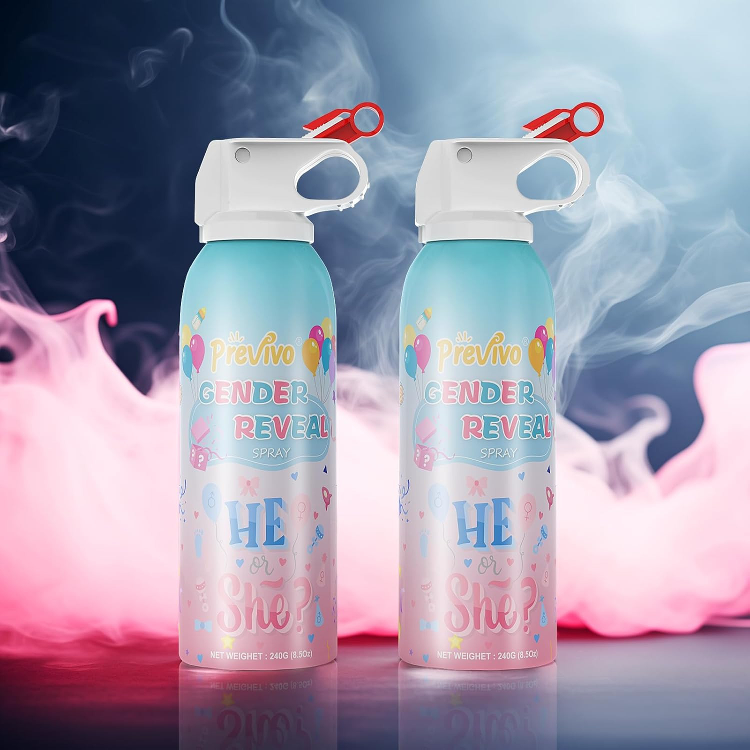 Previvo Reveal Fire Extinguisher Set -Gender Reveal Color Smoke Powder Spray