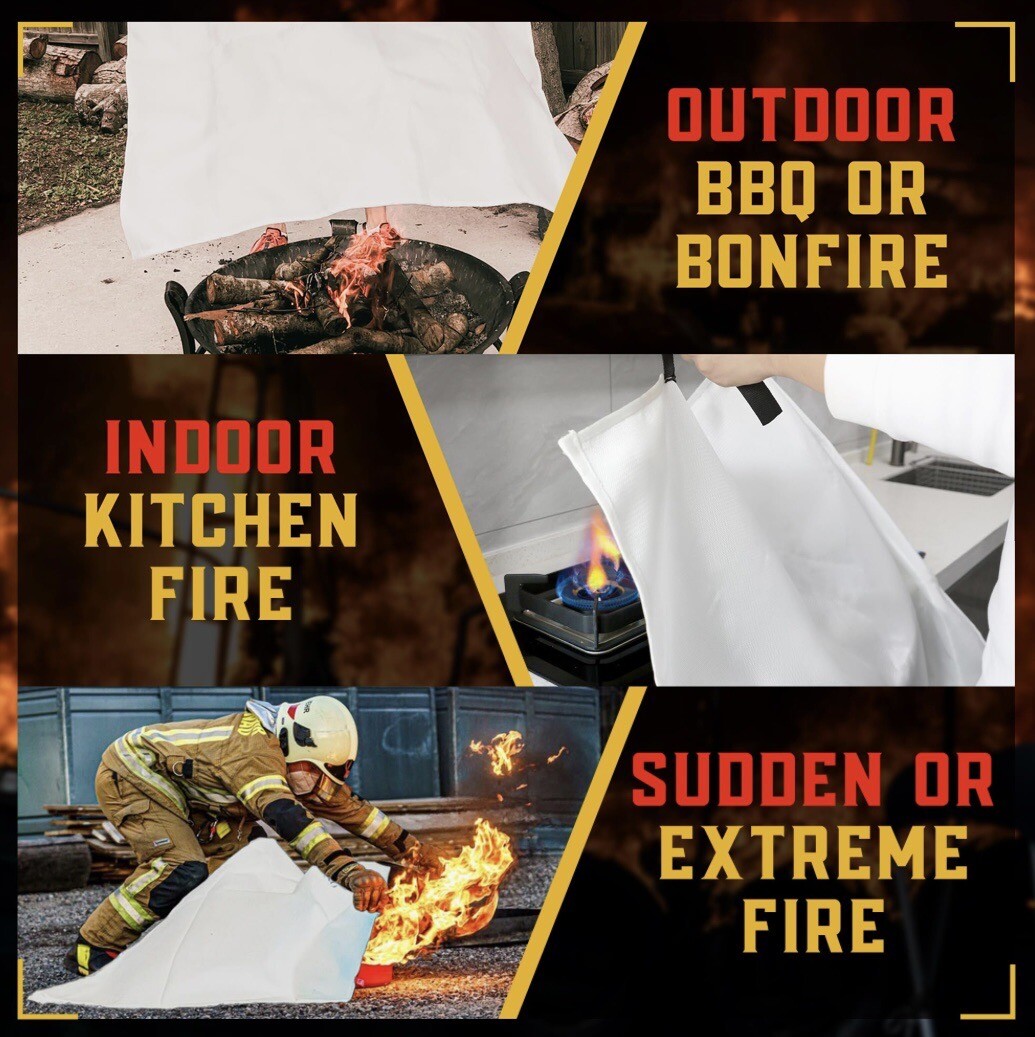 2 X FIRE EXTINGUISHER CAMPING BLANKET COVER THROW HOME BARBECUE GRILL 40 X 40