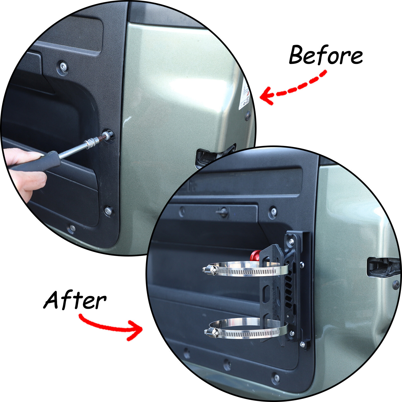 Rear Door Fire Extinguisher Holder Bracket Adjustable For Land Rover Defender