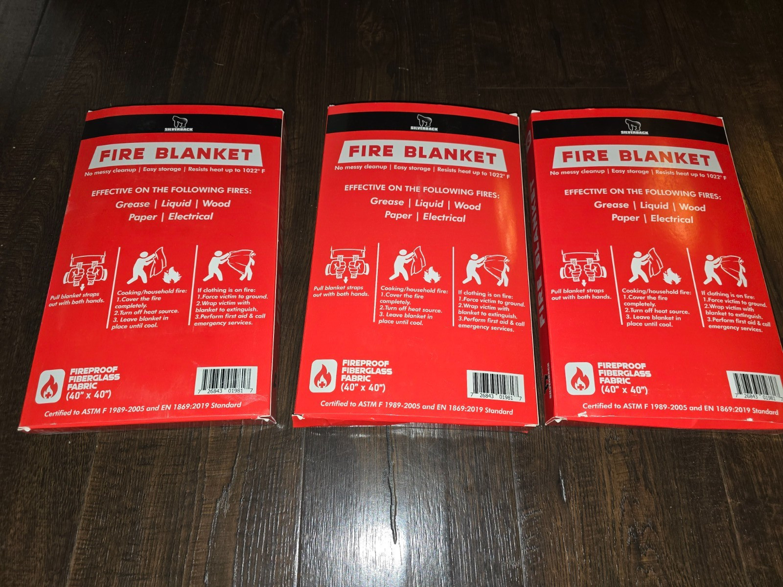 Lot of 3 Silverback 40″ X 40″ Fireproof Fiberglass Fire Blanket New