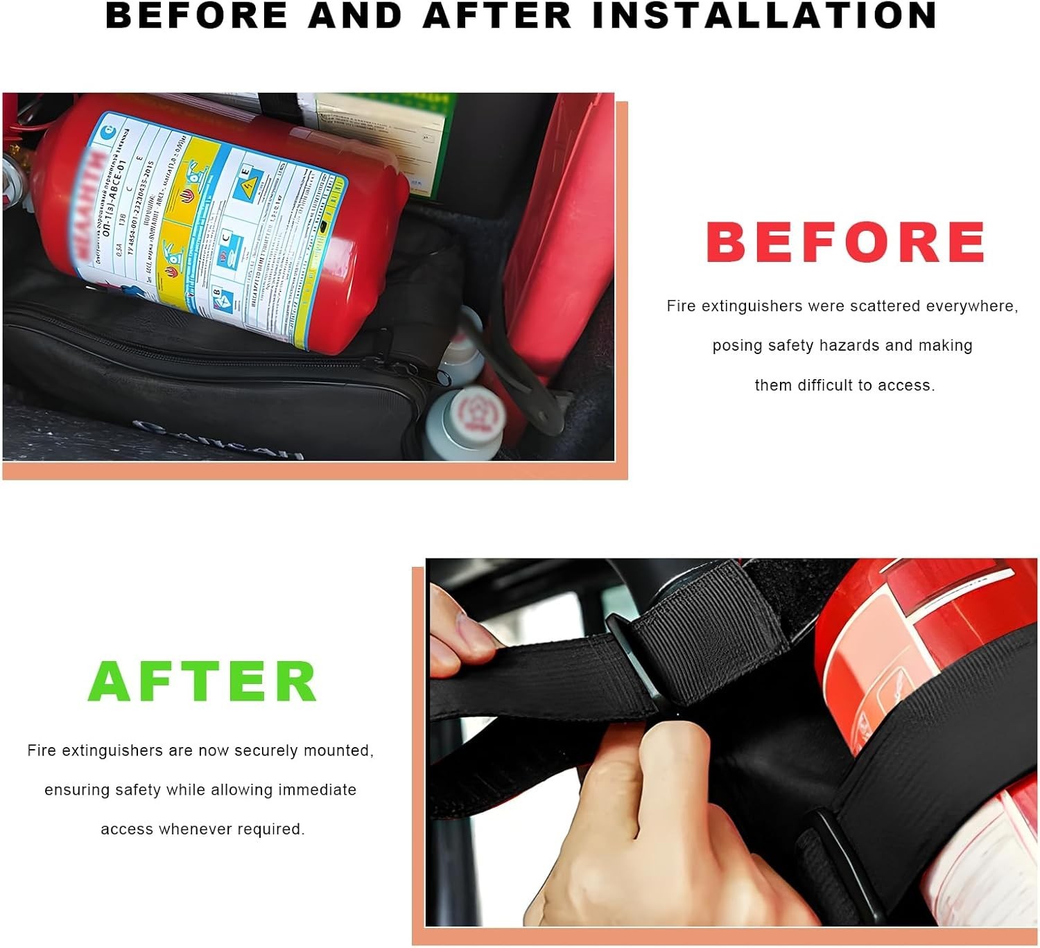 Adjustable Fire Extinguisher Holder Roll Bar Mount Strap USA Flag for Jeep SUV