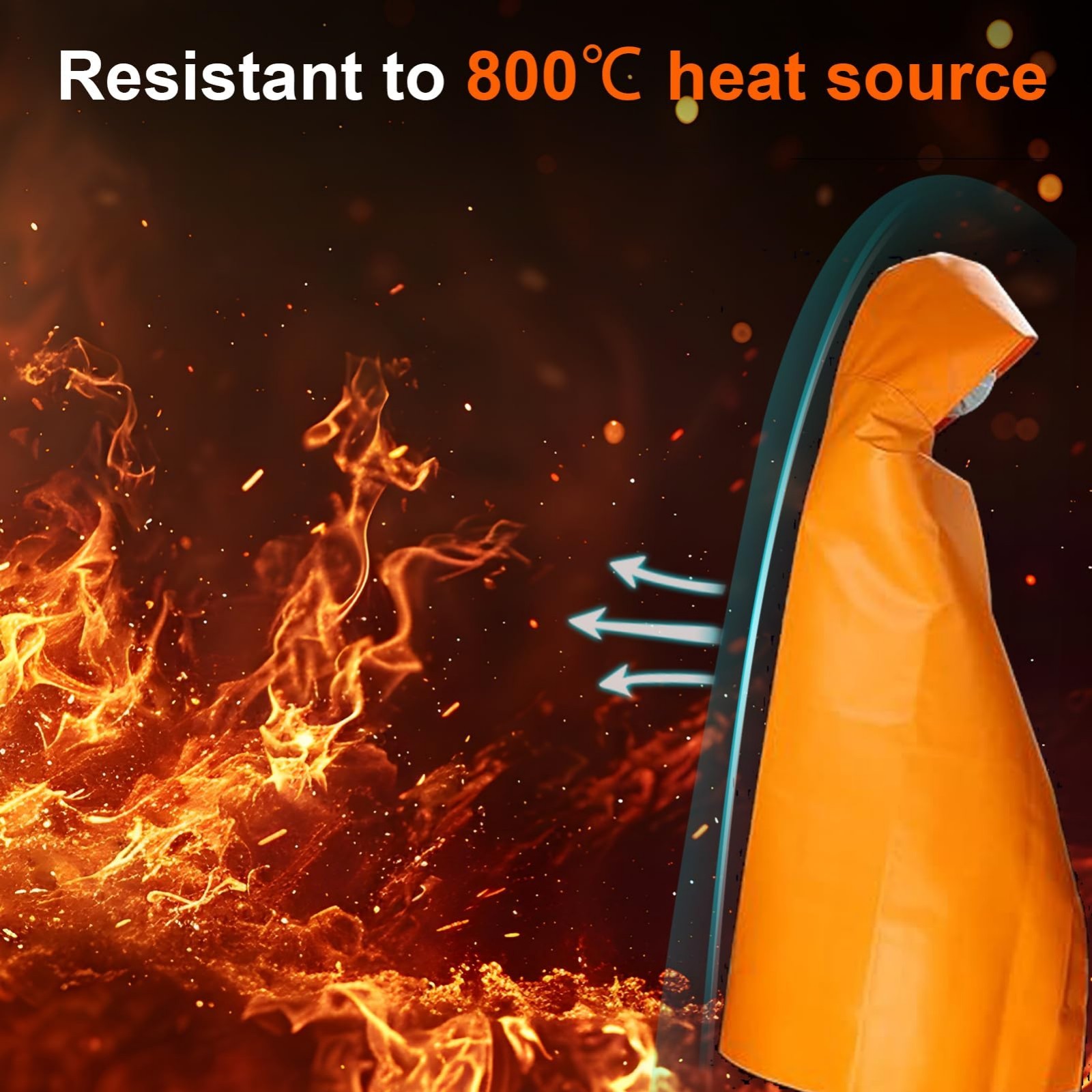 Emergency Fire Escape Cloak – Extra Large Fireproof Blanket, 72x70in, Reusable,