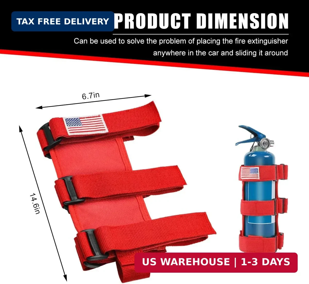 Fire Extinguisher Holder, Adjustable Roll Bar Extinguisher Fixed Belt with USA F