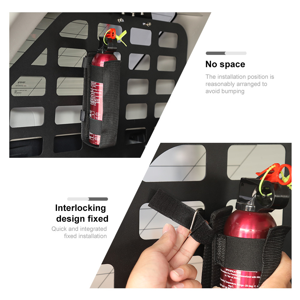 Adjustable Bar Fire Extinguisher Holder Strap For Ford Bronco & For F150 Black
