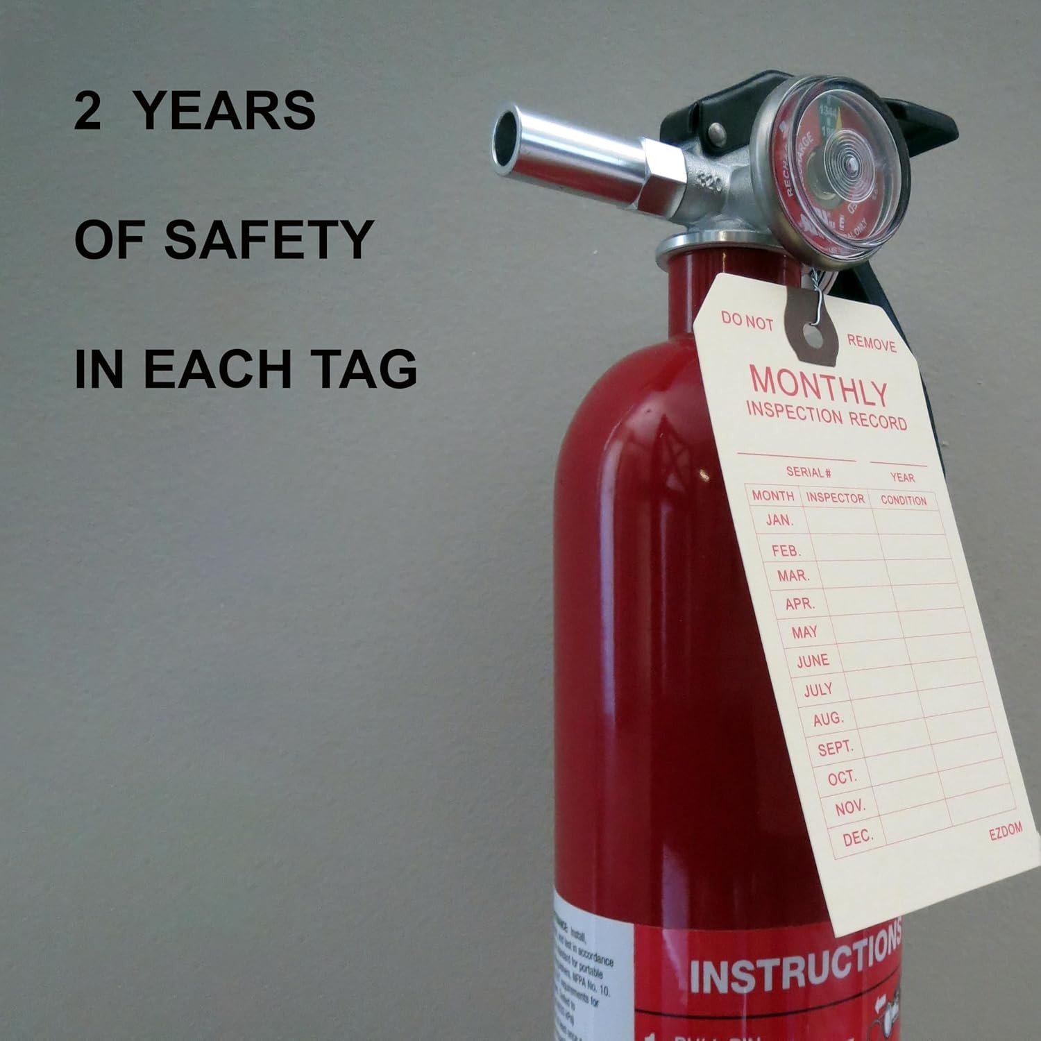 Fire Extinguisher Monthly Inspection Tags – 4 3/4″ x 2 3/8″ – Box of 100 Mani…