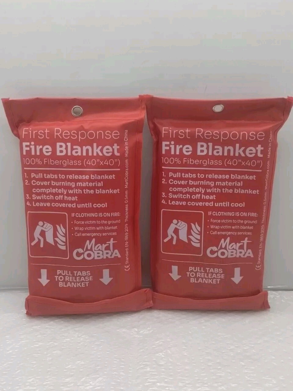 2 First Response Fire Blanket. 100% Fiberglass 40″x40″