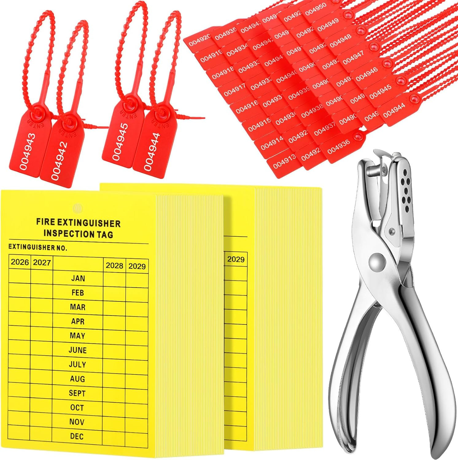 Chunful 101 Pieces Monthly Fire Extinguisher Inspection Tags 2026 to 2029 Plasti