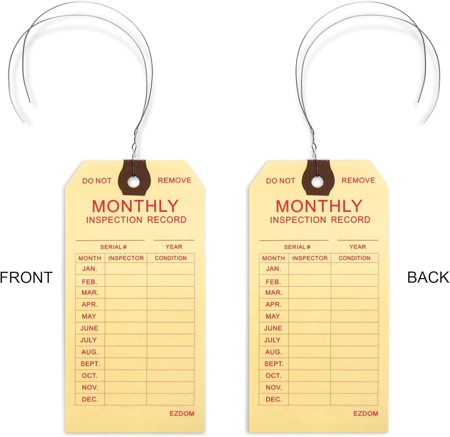 Fire Extinguisher Monthly Inspection Tags – 4 3/4″ x 2 3/8″ – Box of 100 Mani…