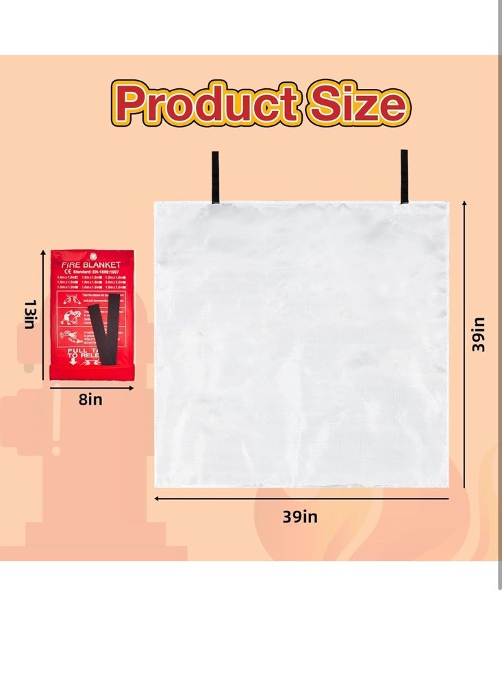 10 Pack Fire Blanket Emergency for Home Kitchen, 39 x 39 Large Emergency Fire