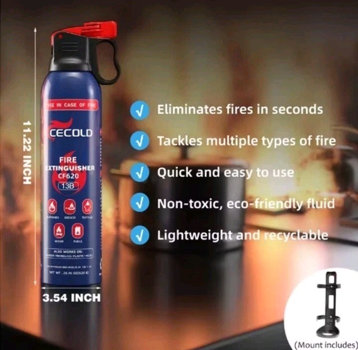 Home Fire Extinguisher, 5-in-1 Water-Base Mini Spray, Anti-Reignition Fire Ex