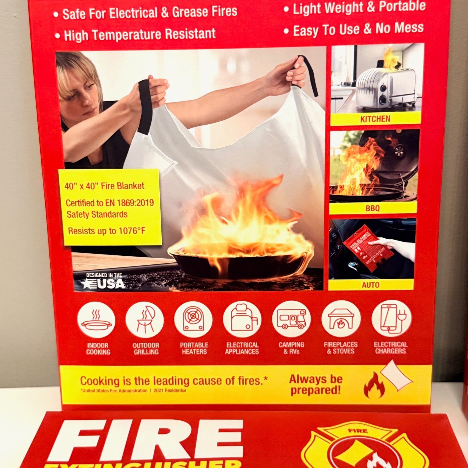 KLEAR CONCEPTS FIRE EXTINGUISHER BLANKET 40″ X 40″ FLAME RETARDANT NEW LOT X4