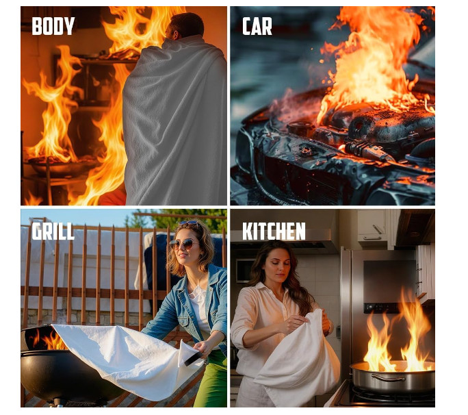 Emergency Fire Blanket for Home and Kitchen REUSABLE -New Desing NO IRRITATION