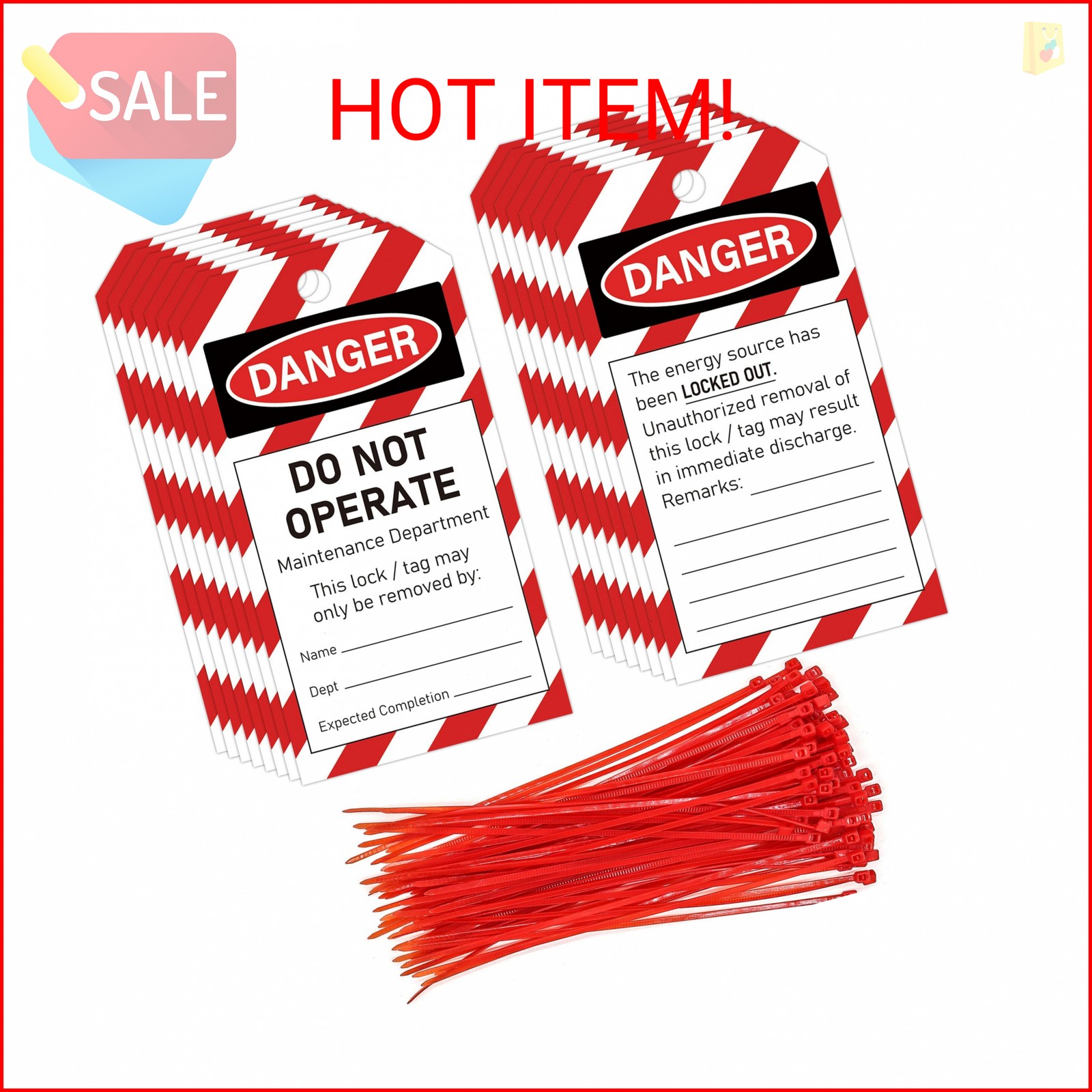 YHNTGB 50PCS Lockout Tagout Tags Do not Operate Equipment Labels with 50 Zip Tie