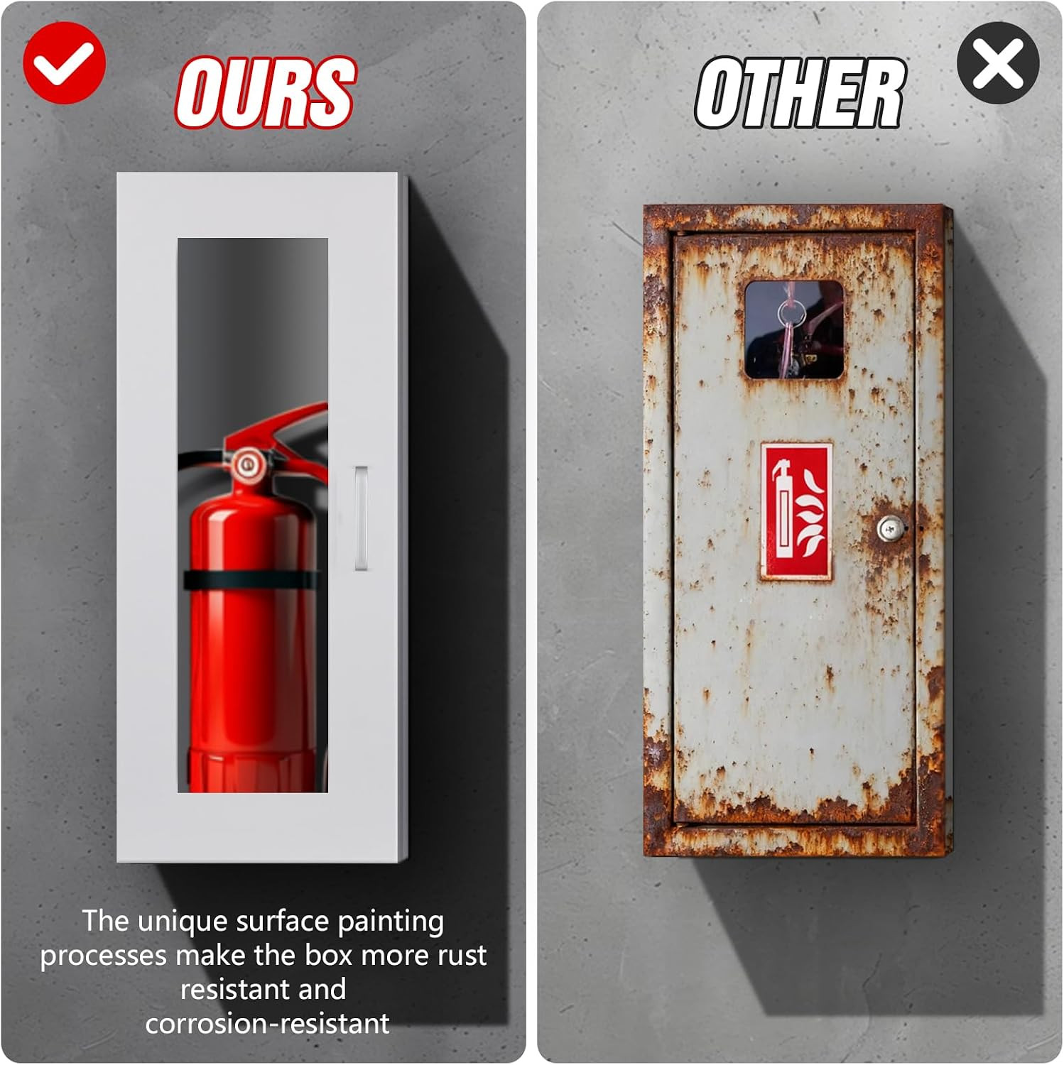 Fire Extinguisher Cabinet Wall with Magnetic Door & Handle for 5-12 Pounds Extin