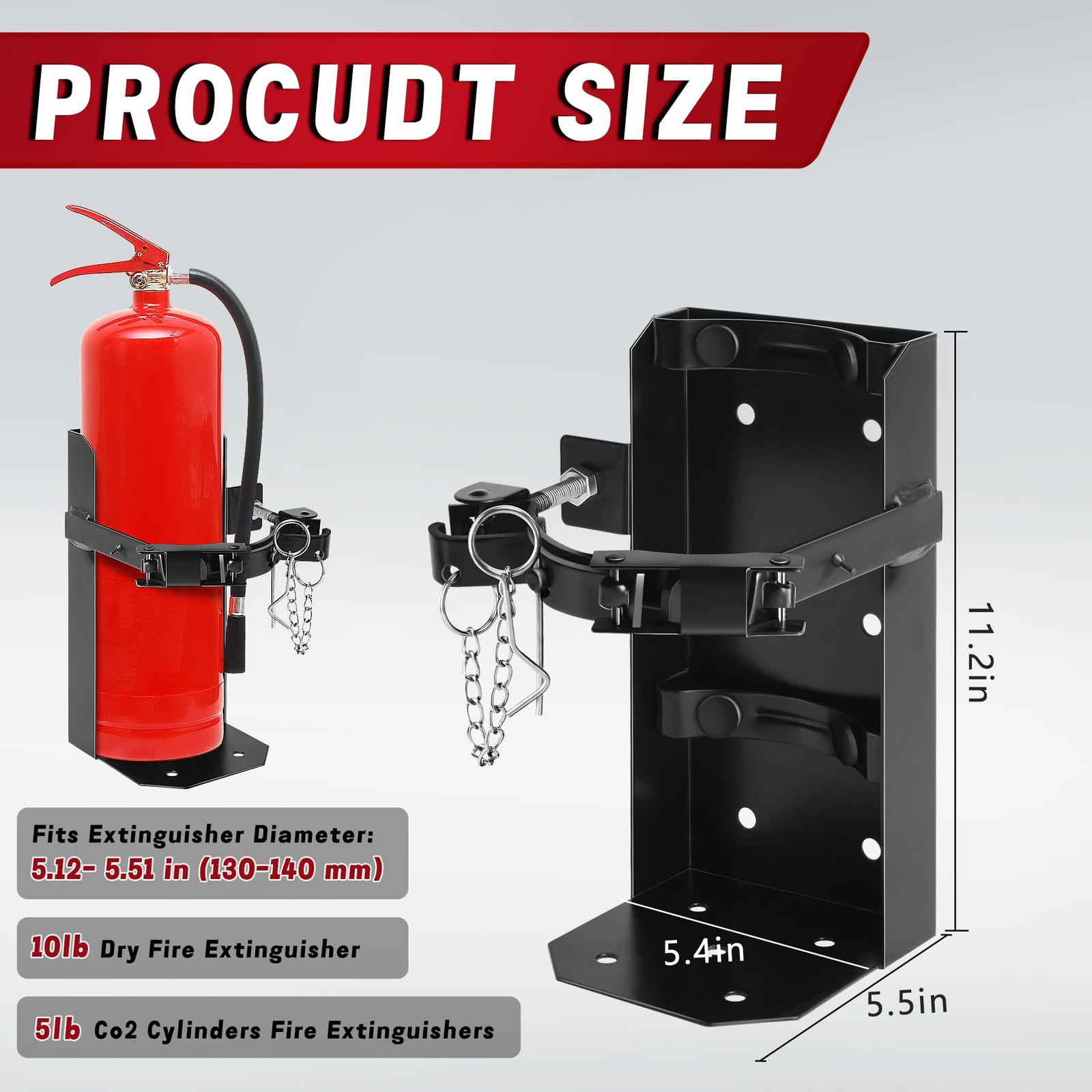 Heavy Duty Fire Extinguisher Bracket for 10lb Dry/5lb Co2 Extinguisher, Fire …