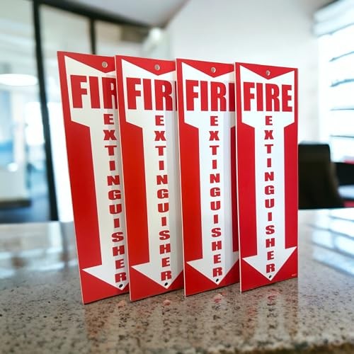4 Pack Fire Extinguisher Signs 4×12 Inch 80 Mil Thick Plastic Safety Signage