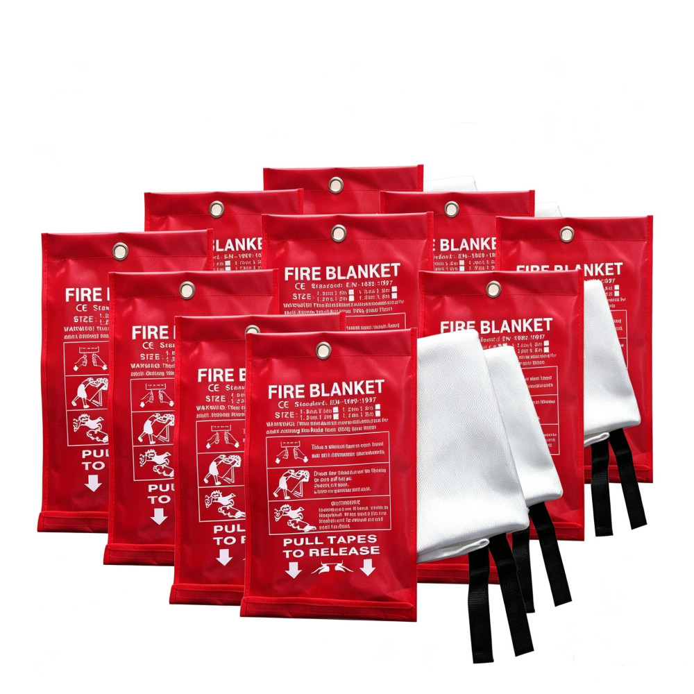 10 Pack Fire Blanket 1m x 1m Emergency Fire Safety Blanket for Home Kitchen