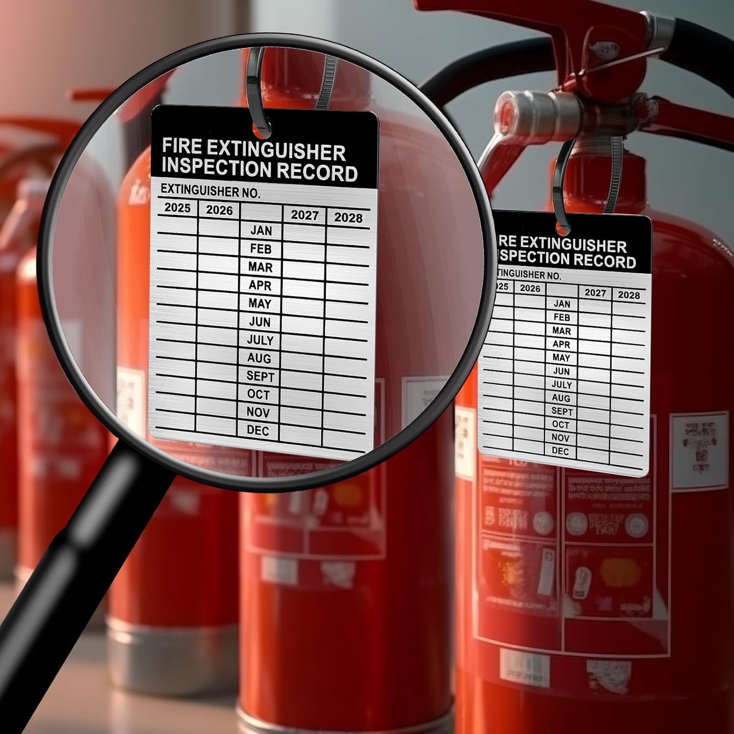 25 Set Metal Inspection Tags 2024-2027 Aluminum Fire Extinguisher Tags Wire Ties