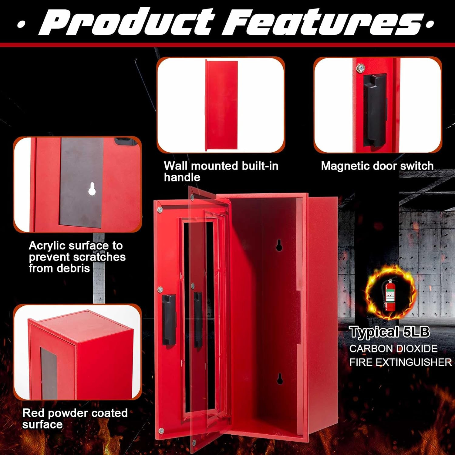 2 Pack Red Steel Fire Extinguisher Cabinet for Indoor/Outdoor Use