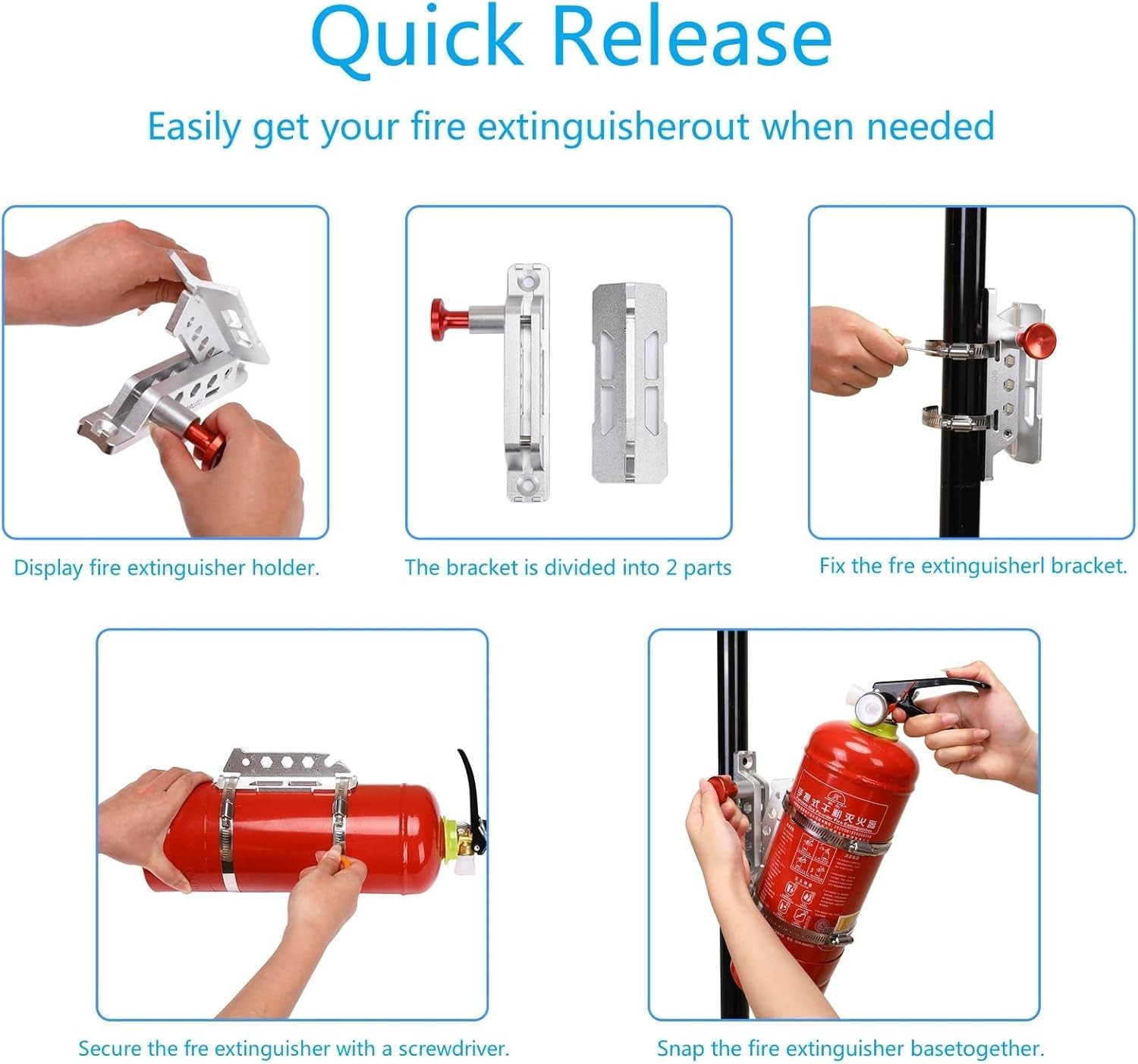 Universal Fire Extinguisher Mount, Aluminum Quick Release Roll Bar Fire Extin…