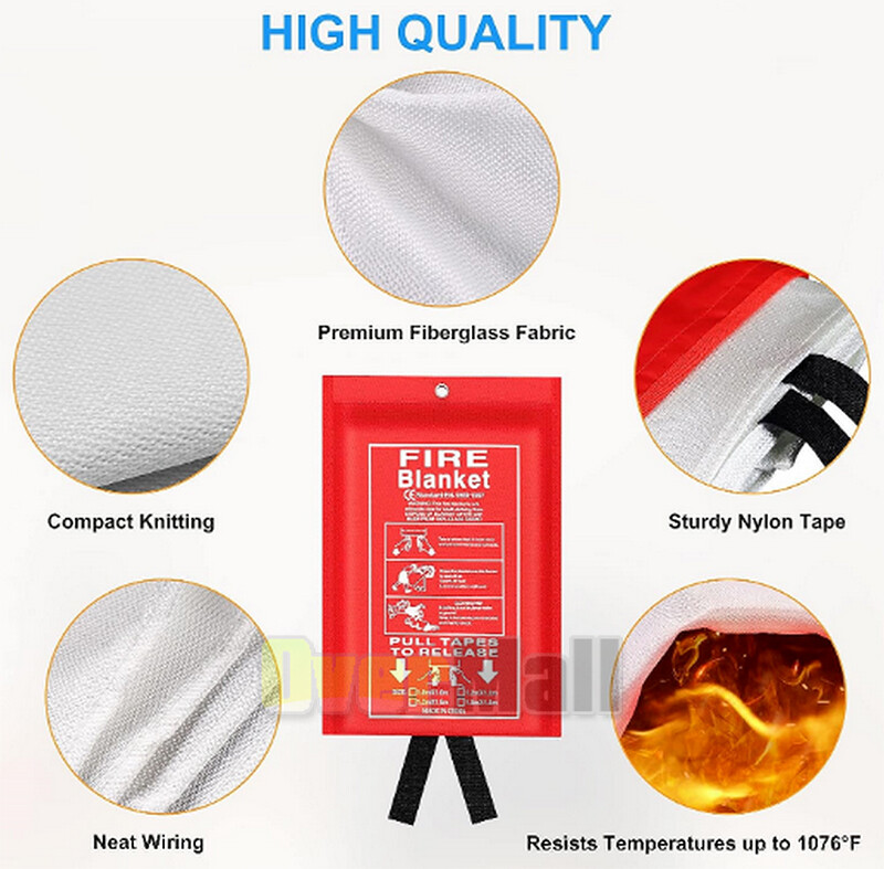47″X47″ Fire Blanket Emergency for Home Car Fiberglass Fire Suppression Blanket