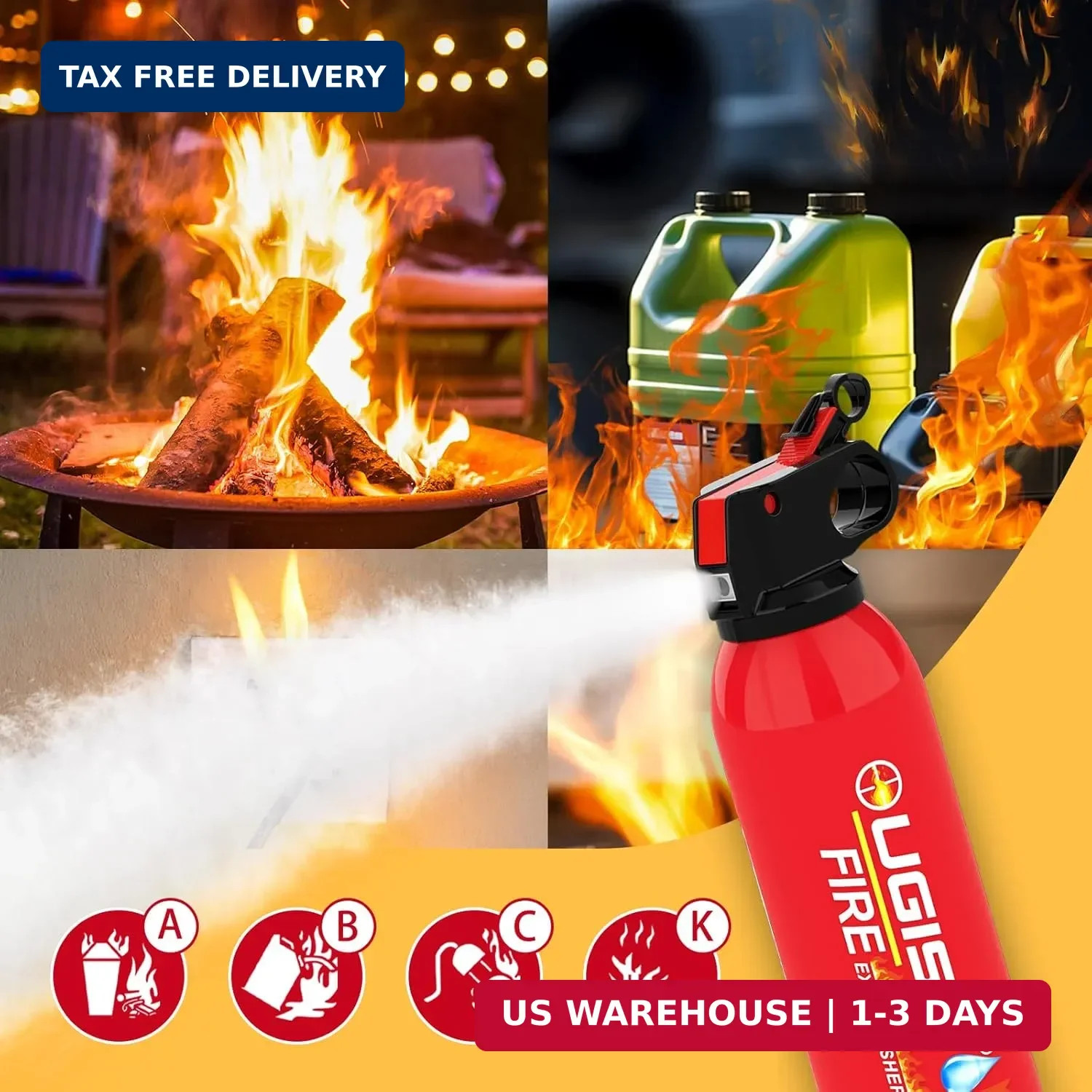 Ougist Small Portable Fire Extinguisher for Home and Car, 21oz Each, 1-Pack, Wat