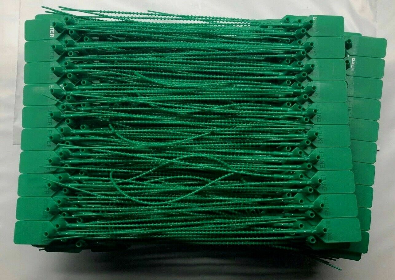 NEW 100 FIRE EXTINGUISHER TAMPER PROOF “FLAG” SAFETY SEALS (GREEN) U.L. APPROVED