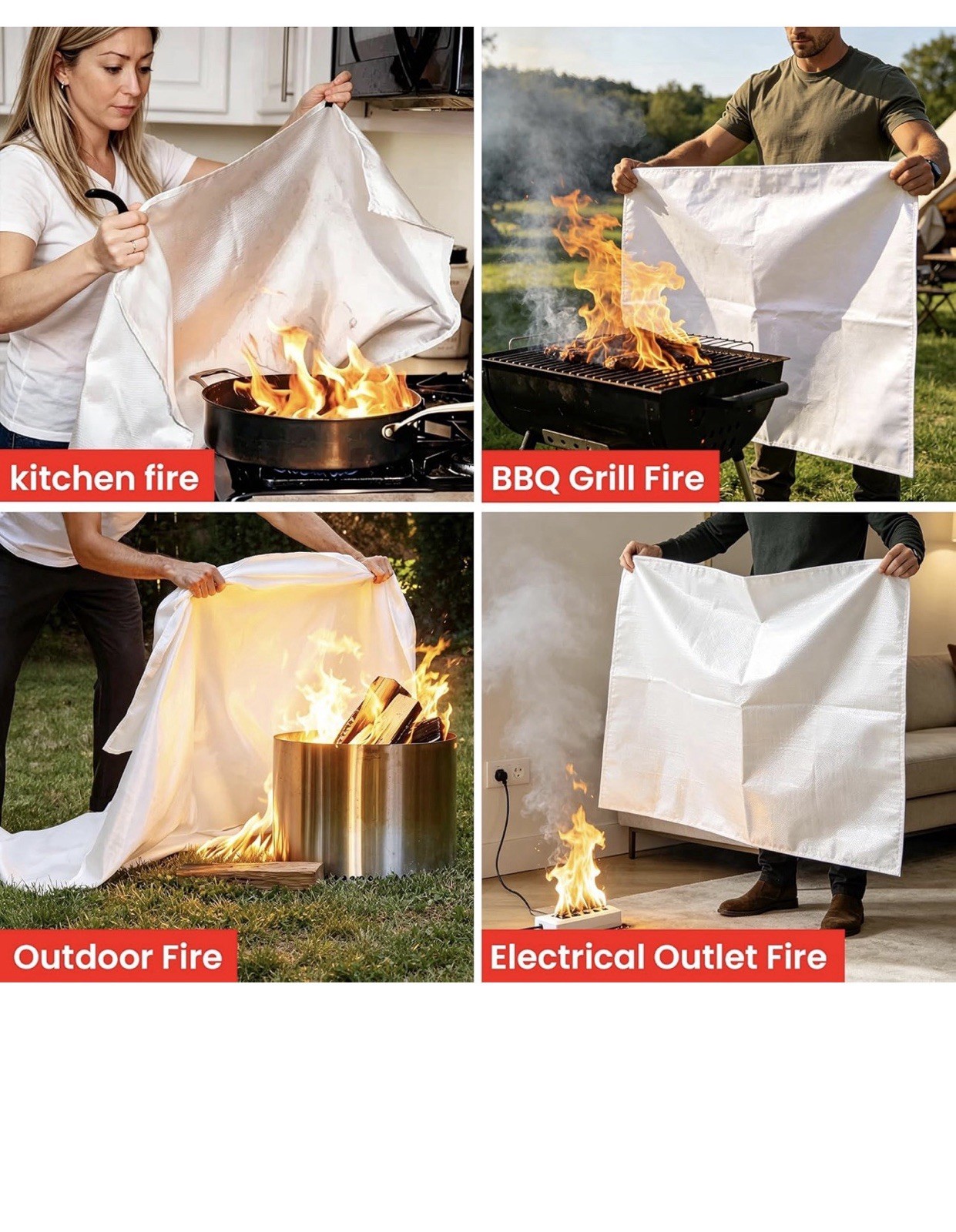 Fire Blanket for Home and Kitchen,40″ x 40″,4 Pack,Emergency Fire Blanket
