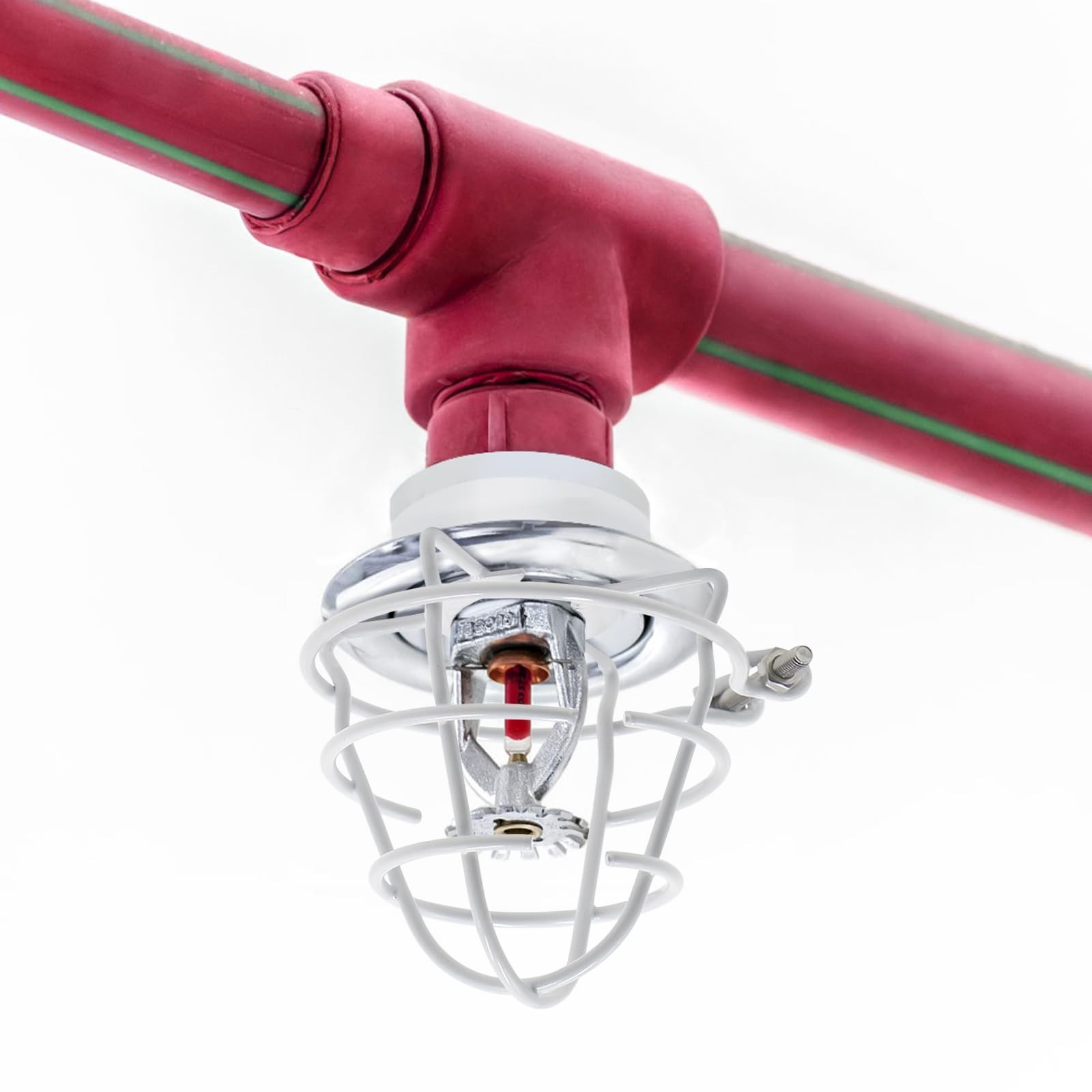 1/2″ Fire Sprinkler Head Cage Guard (12 Pack, White, Steel, Wall Mount)