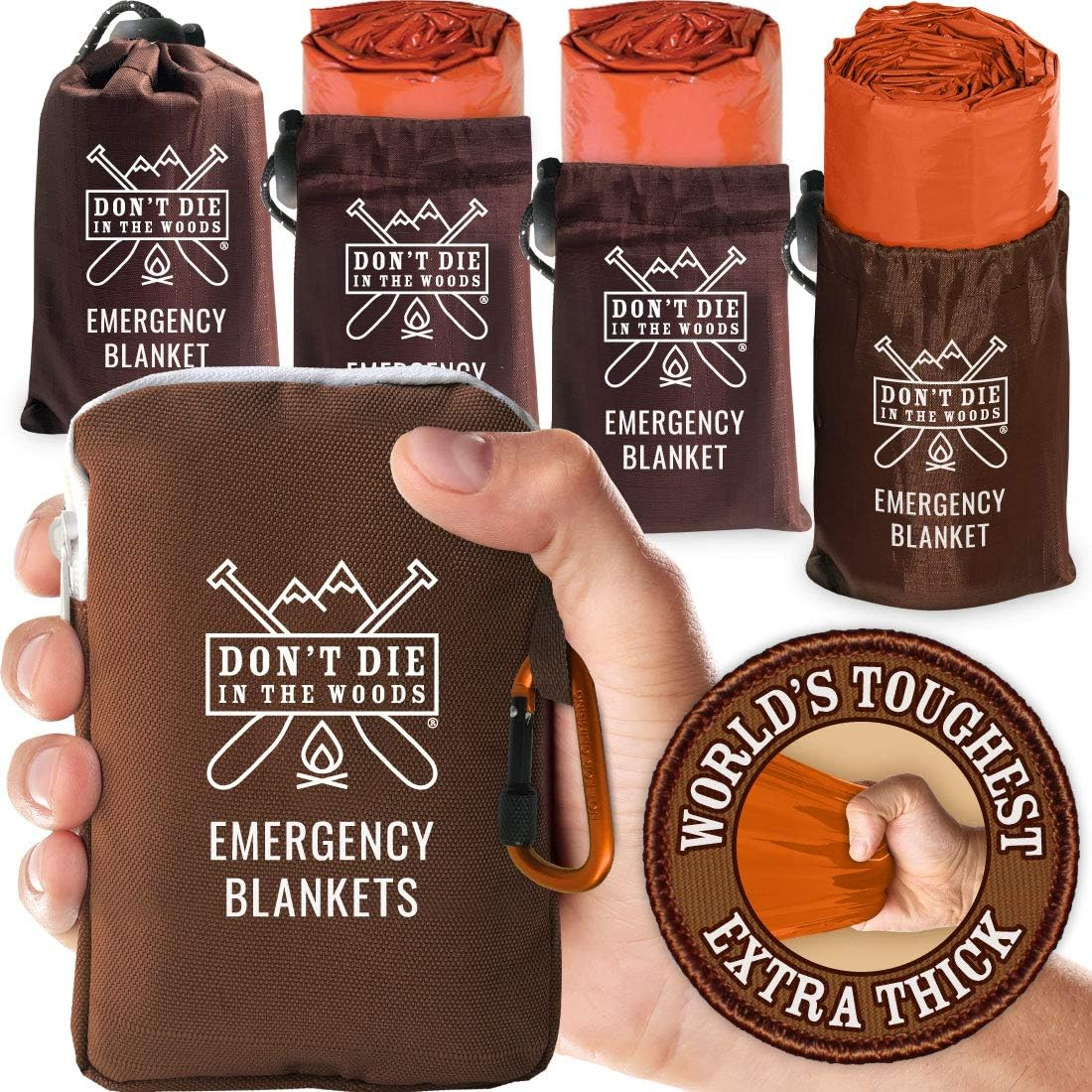 Don’T Die in the Woods – World’S Toughest Emergency Blankets [4-Pack] Extra Thic