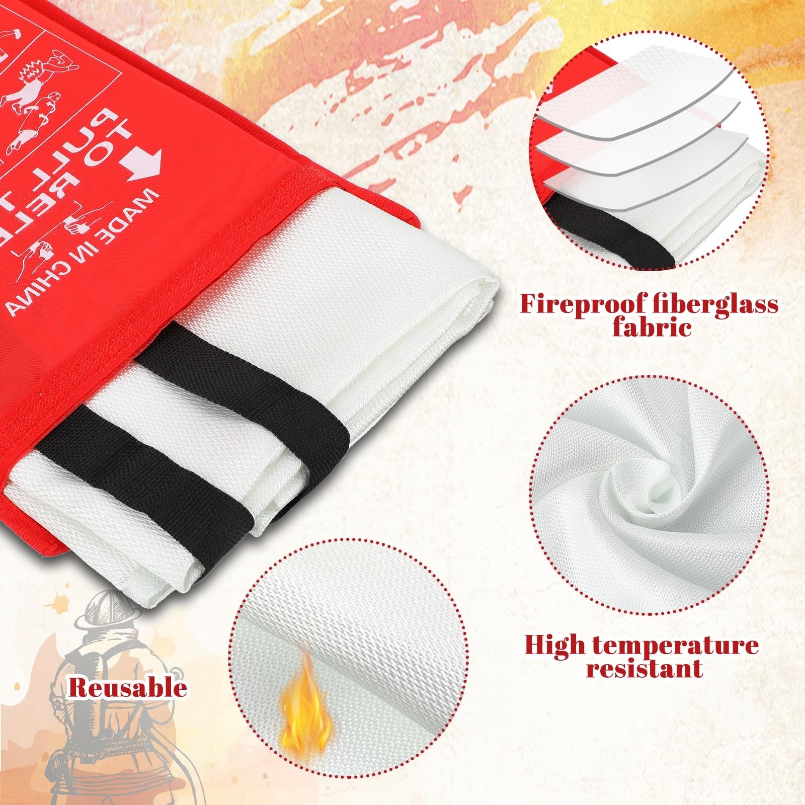 10 Pack Fire Blankets – Emergency Flame Retardant Fiberglass Safety Covers 39″x3