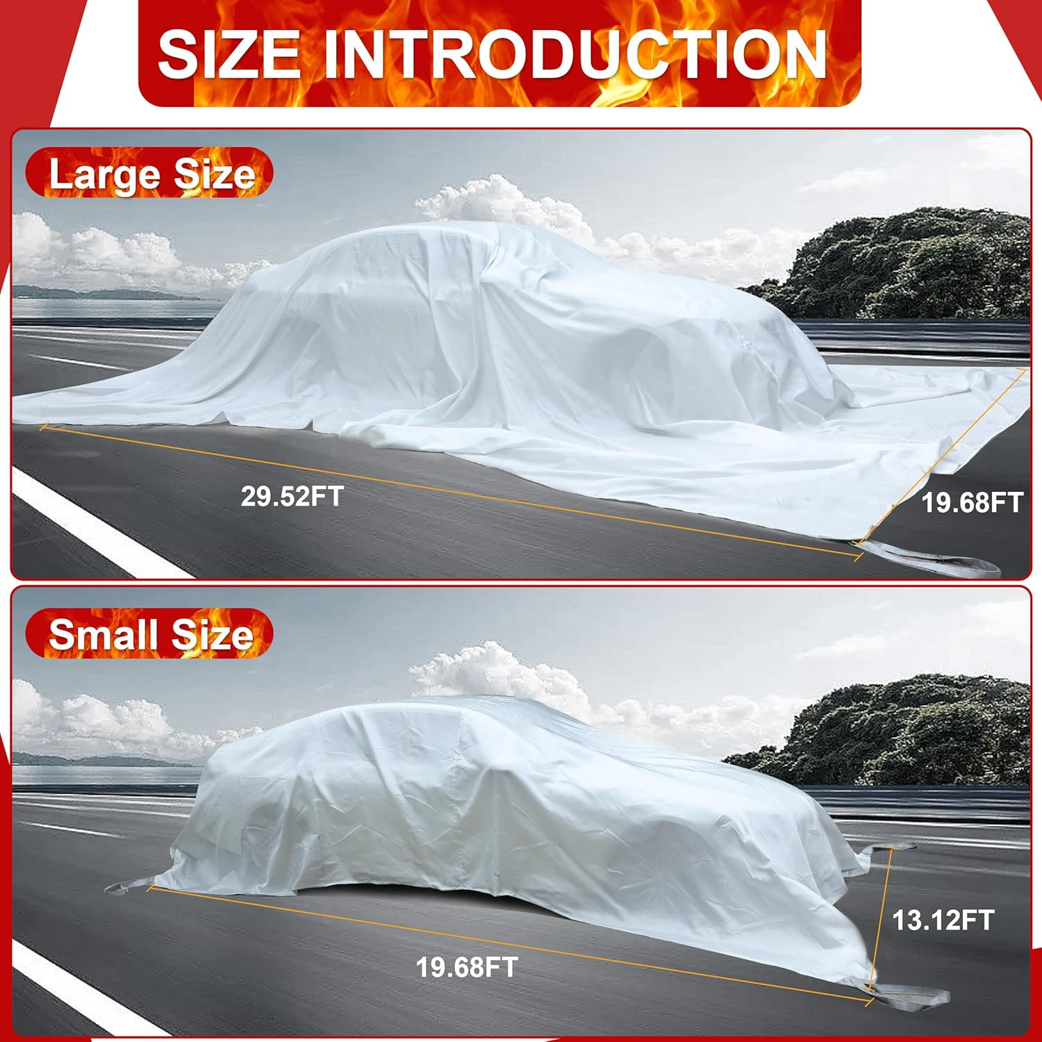 Emergency Fire Blanket for Car, Large Fiberglass Fire Suppression Blanket, Survi