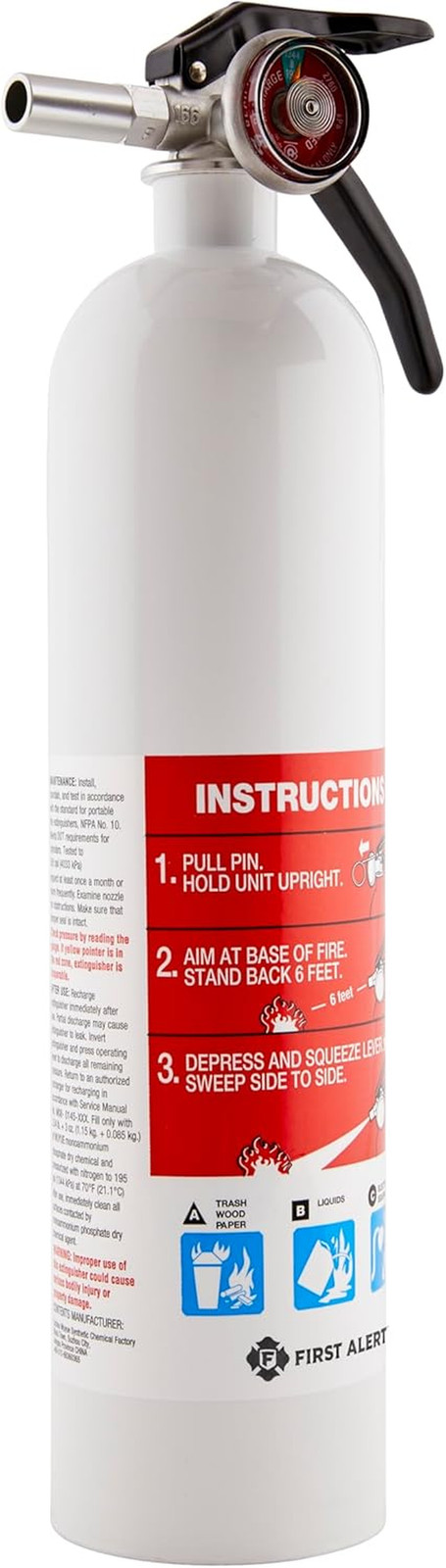 Marine1 Fire Extinguisher, UL Rated 1-A:10-B:C, White, FE1A10GR with Metal Brack