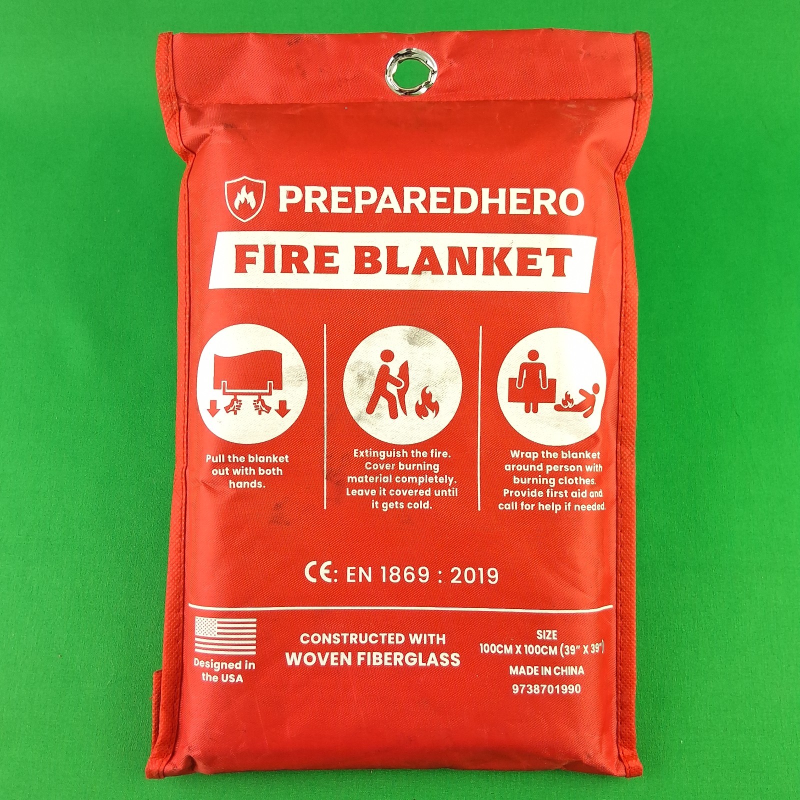 Prepared Hero Fire Suppression Blanket Woven Fiberglass 39 x 39” Home Shop Auto