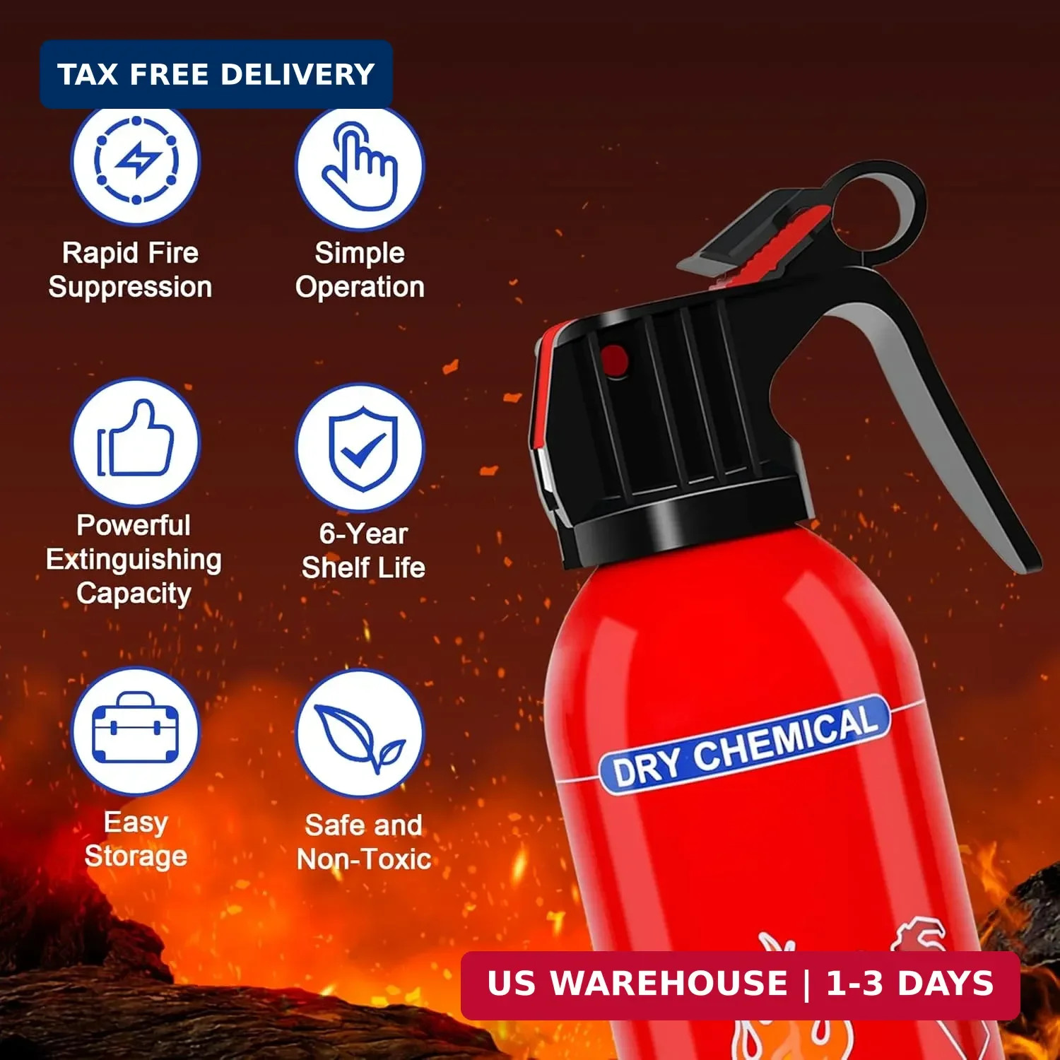 4 Pack ABC Dry Chemical Fire Extinguishers, Portable Dry Powder Fast-Acting Fire