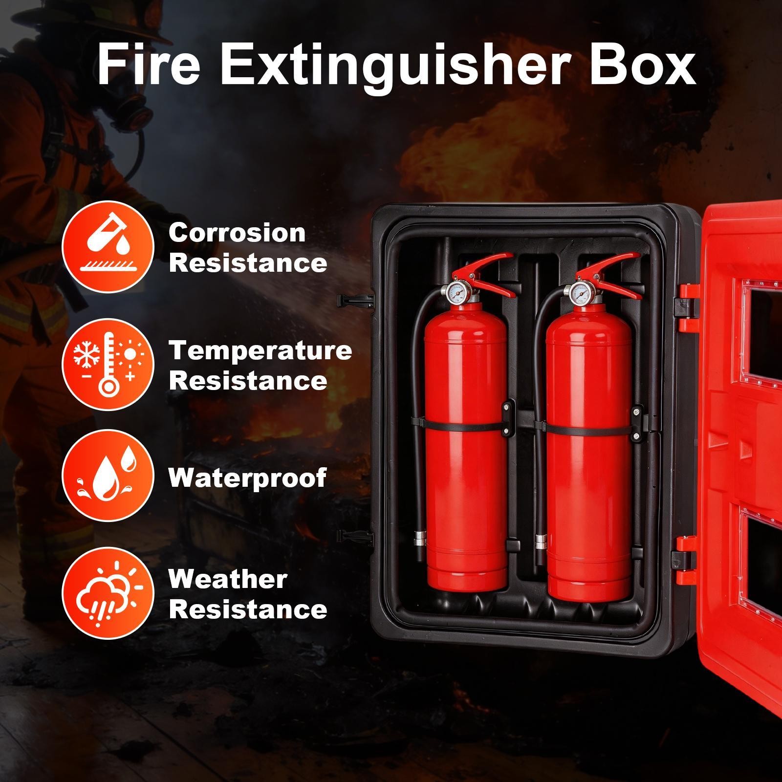 Sturdy Plastic 26 lb Fire Extinguisher Cabinet Box,Resistant Weatherproo New-