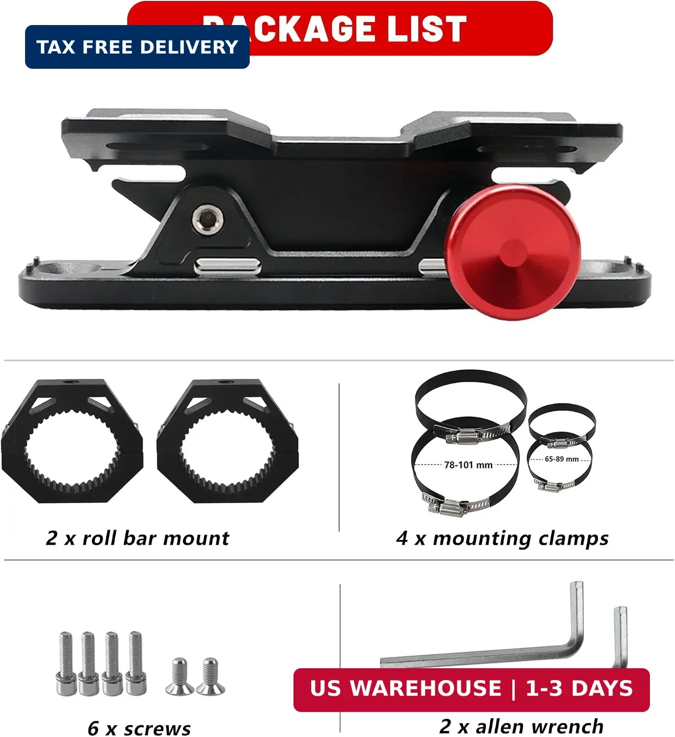 UTV Fire Extinguisher Mount Kit – Aluminum Adjustable Quick Release Roll Bar Car