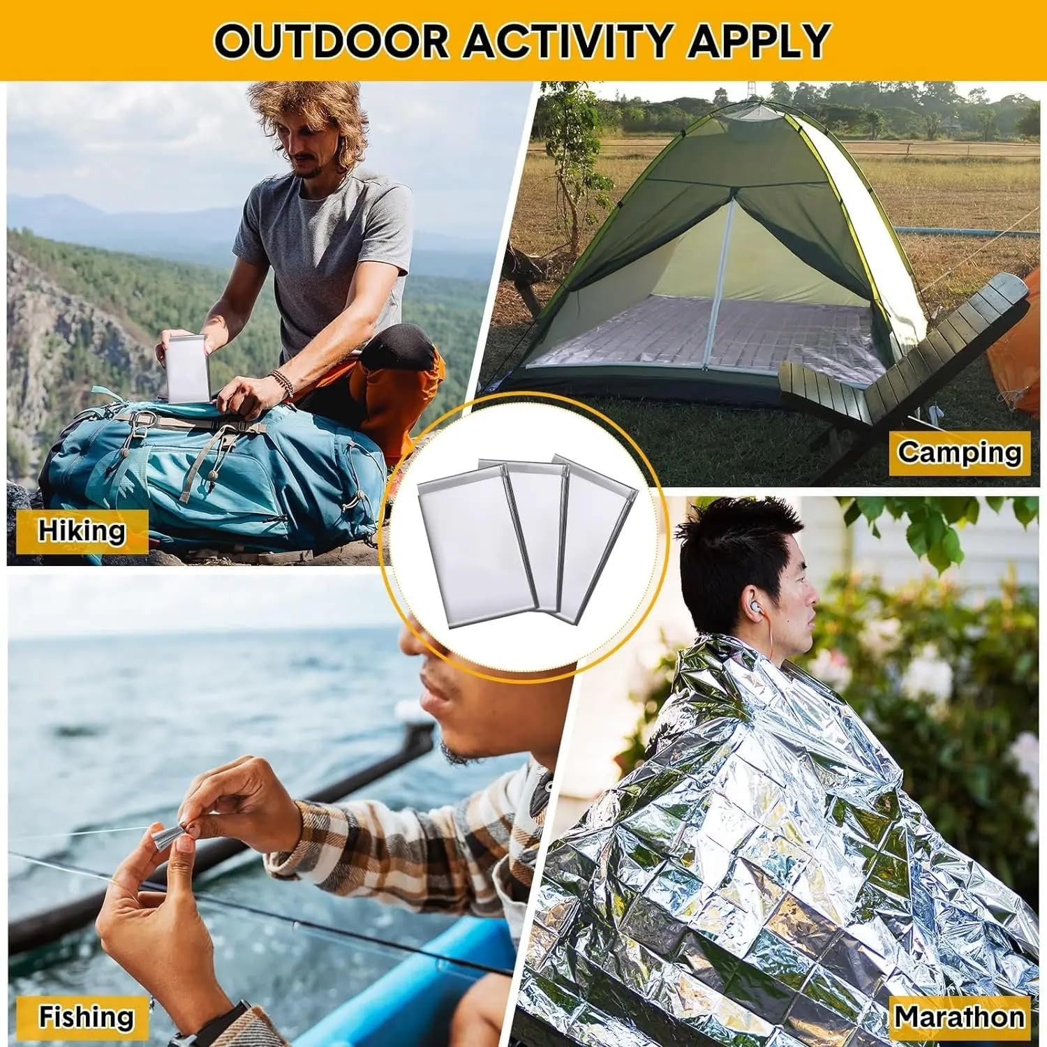 Emergency Survival Blanket, Mylar Thermal Blanket, Gigantic Space Blanket 82″…