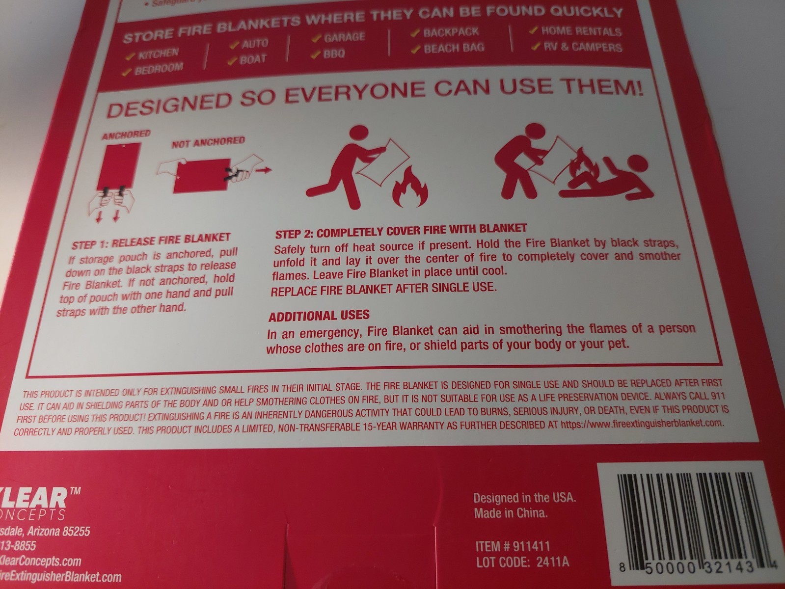 Fire Extinguisher Blanket 2 Pack Light Weight Easy To Use 40 x 40 Inch New