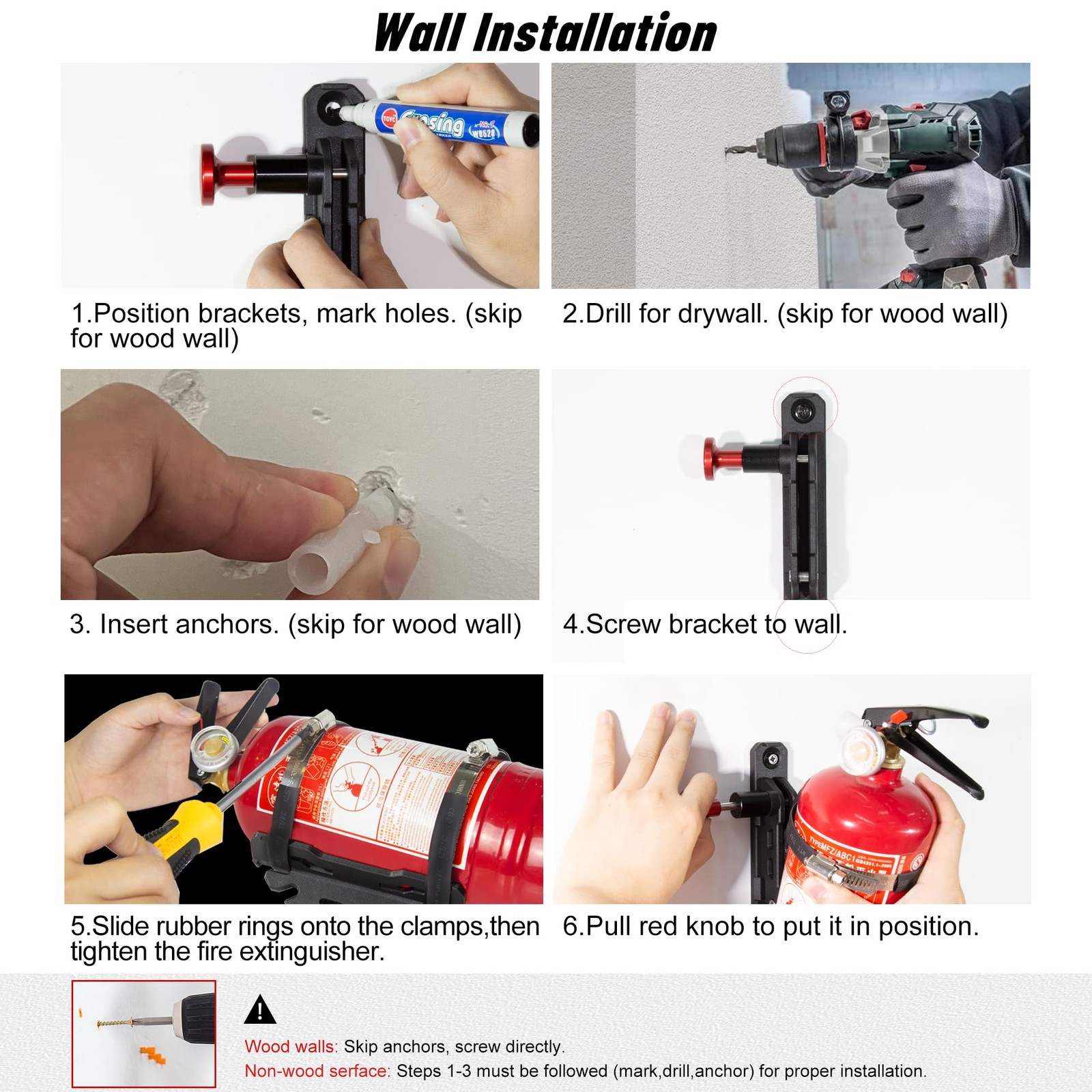 Quick Release Fire Extinguisher Mount with 10 Clamps, Universal Fit