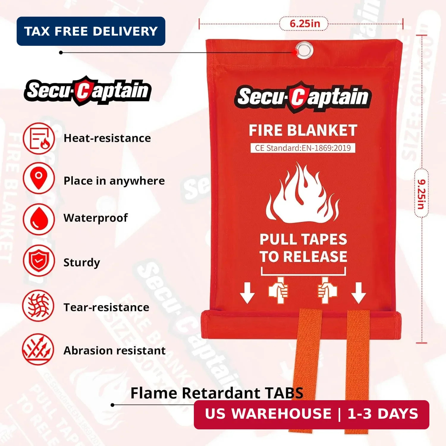 SecuCaptain Emergency Fire Blanket for Home and Kitchen – 12 Pack 40″x40″ Flame