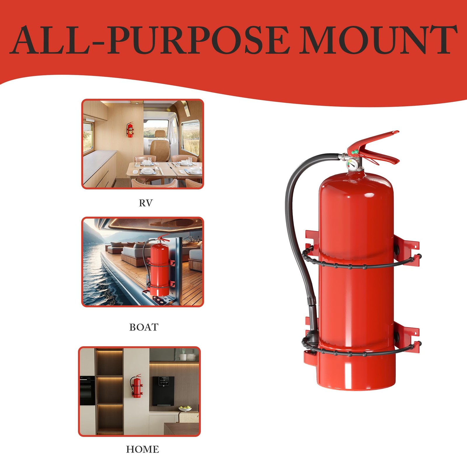 Universal Fire Extinguisher Mount Bracket for 2.5 5lb Heavy-Duty Holder