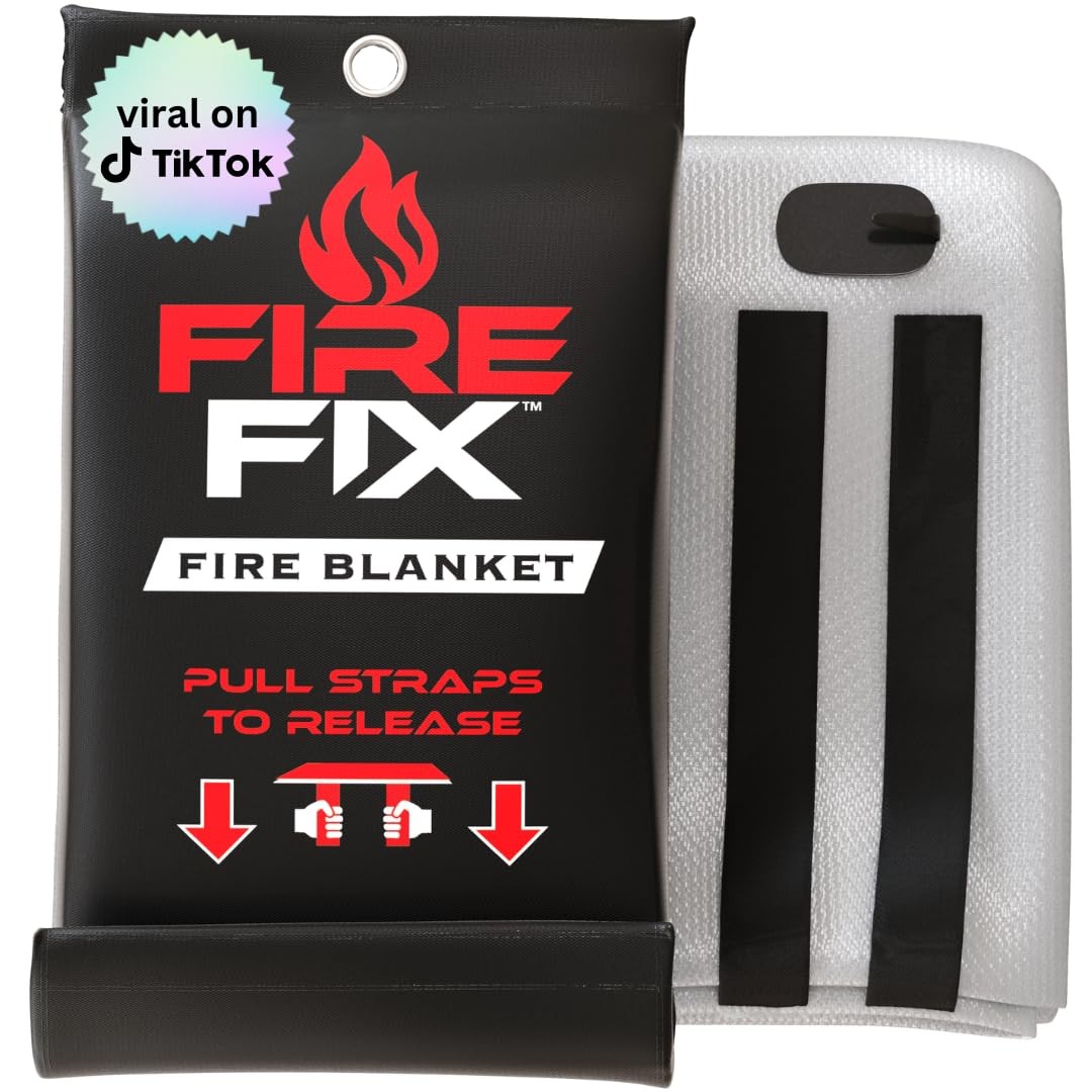 Fire Fix Emergency Fire Blanket for Home & Kitchen | 1-Pack + Mount | Fire