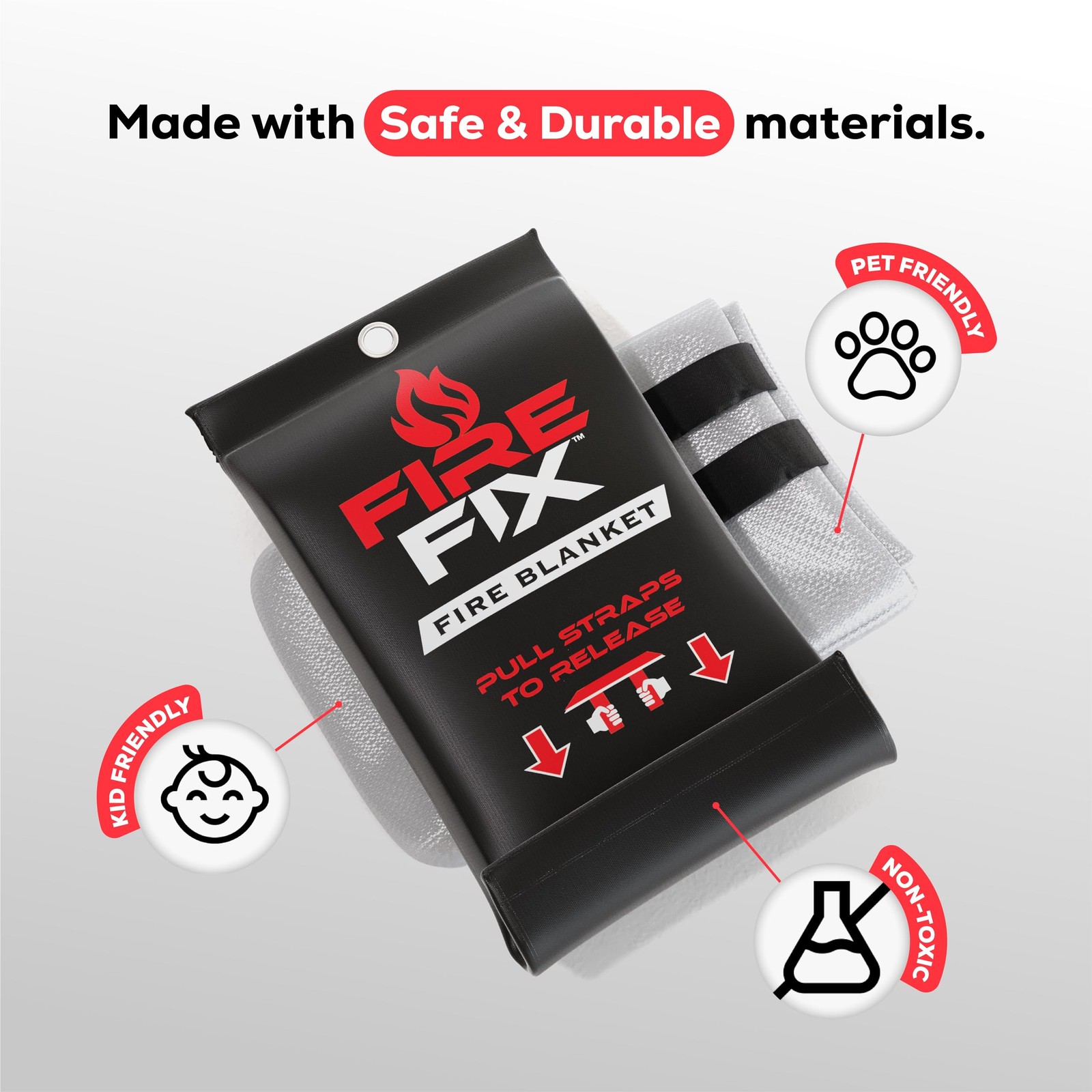 Fire Fix Emergency Fire Blanket for Home & Kitchen | 1-Pack + Mount | Fire