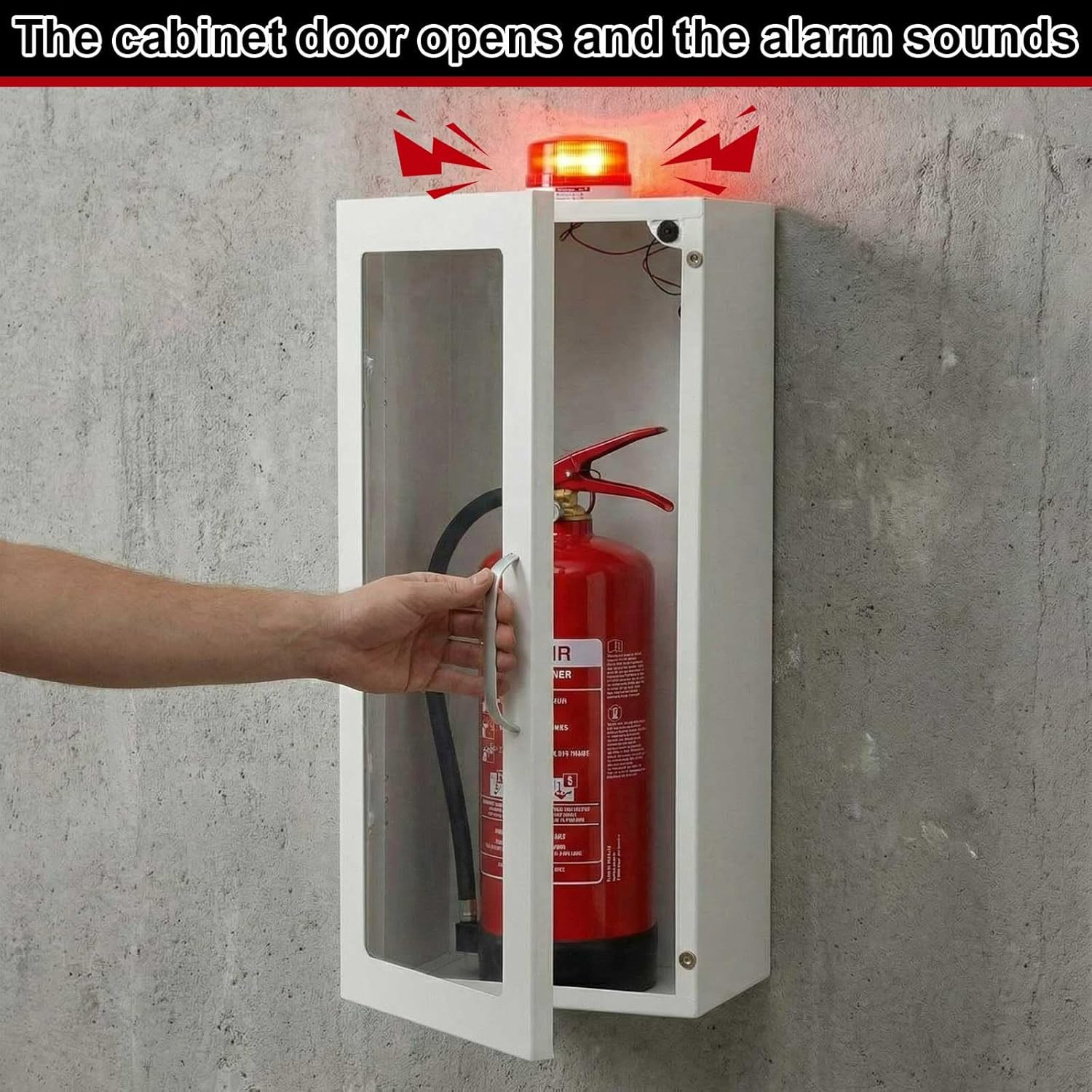 10Lb Fire Extinguisher Cabinet with Alarm & Safety Sign – Wall Mount Case