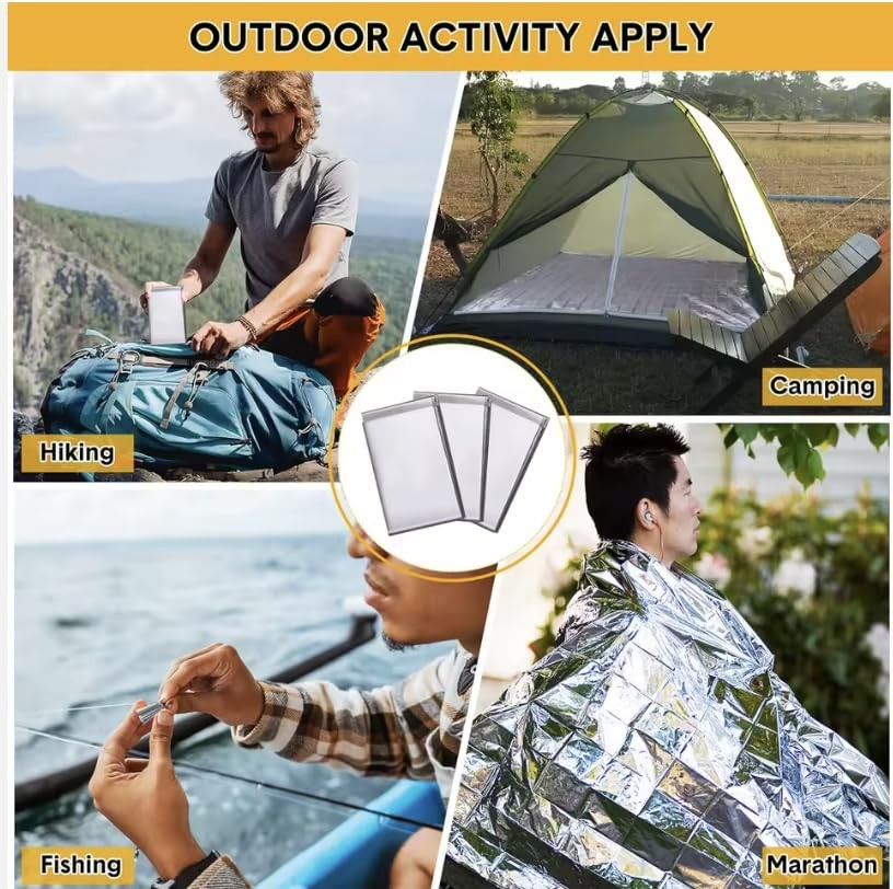 50 Pack Emergency Foil Blankets 51” x 83” – Thermal Mylar Survival Blankets I…