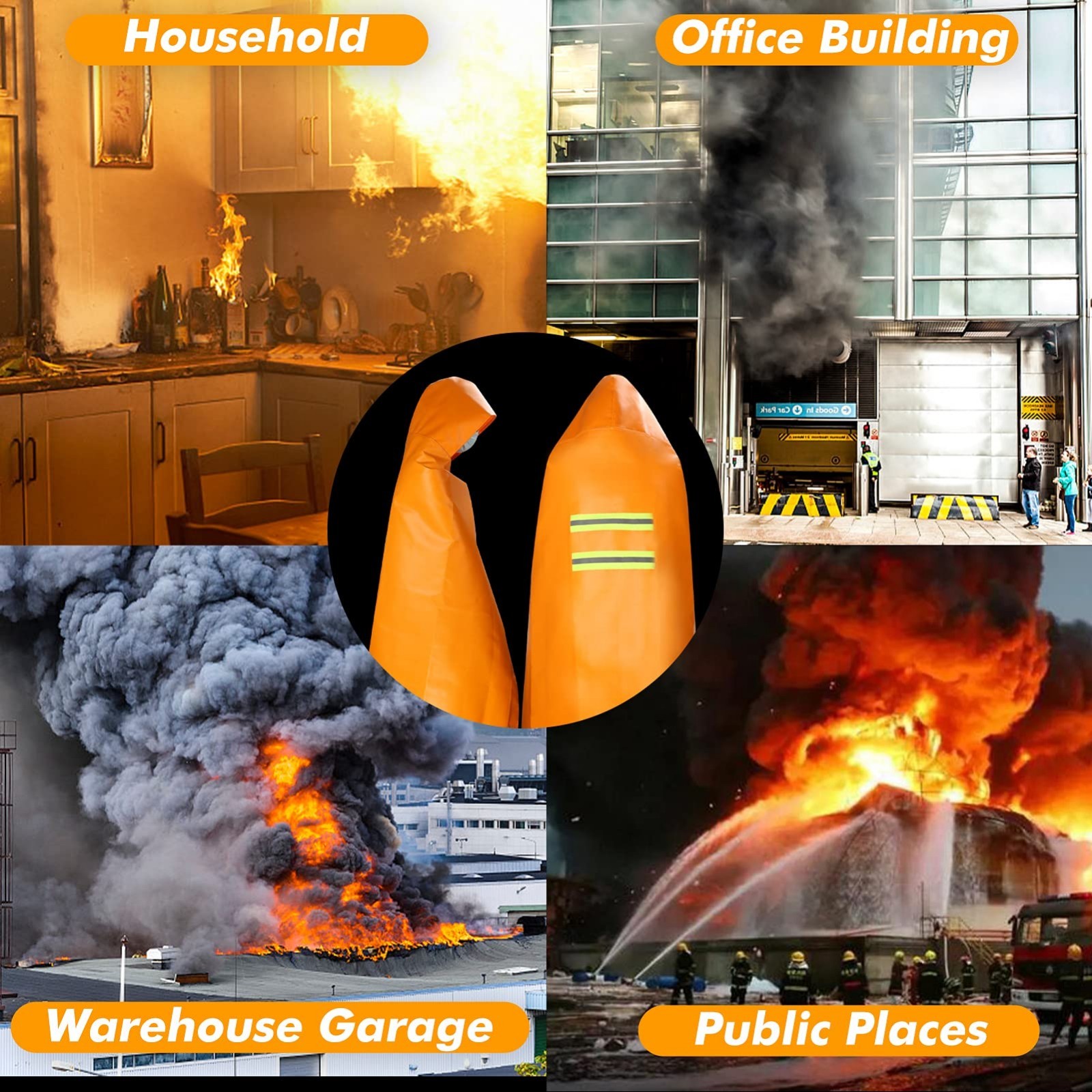 Emergency Fire Escape Cloak – Extra Large Fireproof Blanket, 72x70in, Reusable,
