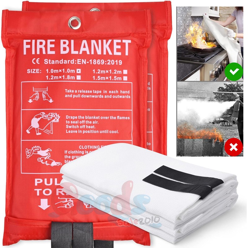 Large Fire Blanket Fiberglass Extinguishers Emergency Home Retardant Prepared
